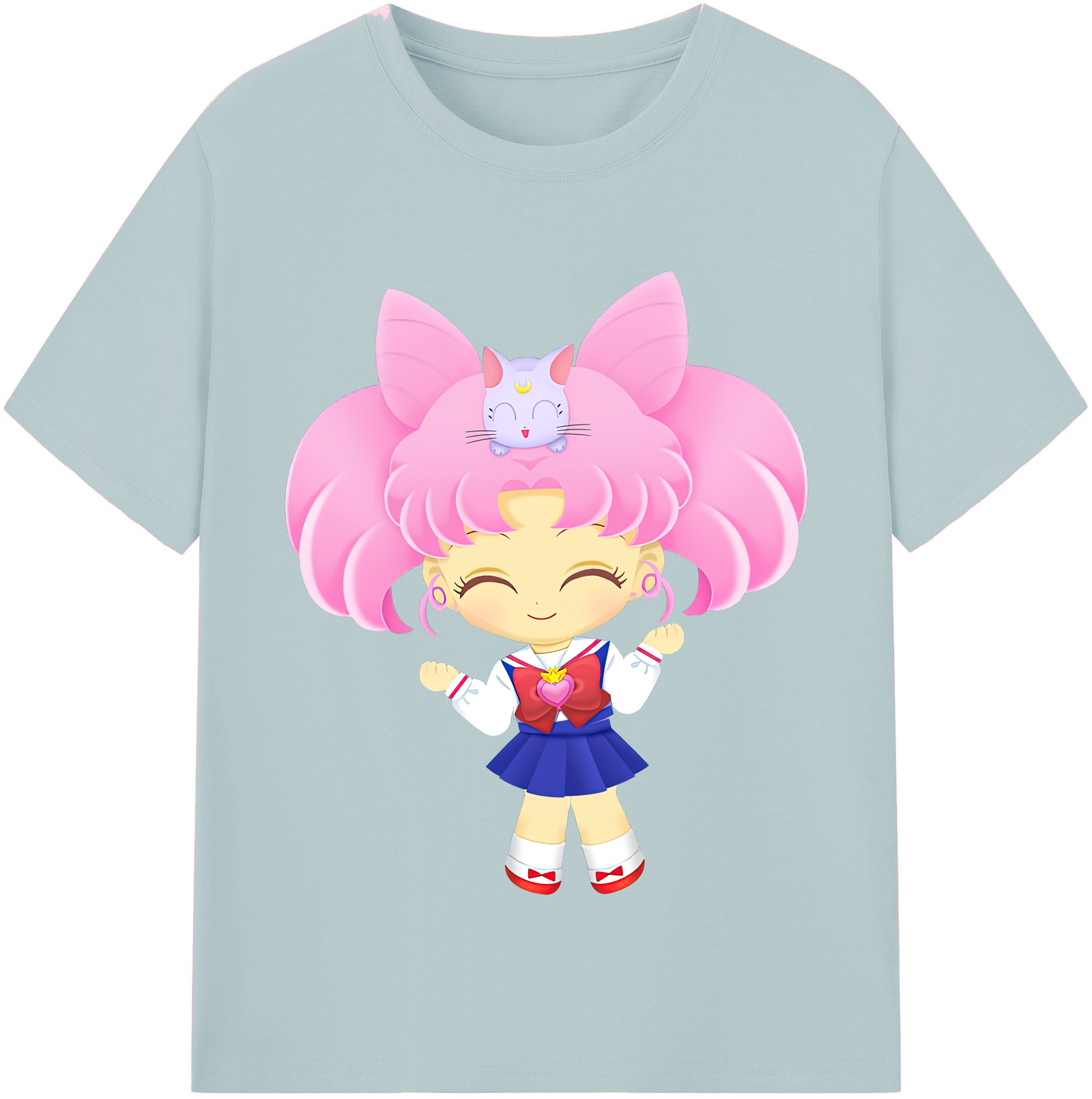 （画像用） 美少女戦士セーラームーン ちびうさ Sailor Moon Chibiusa Tsukino Usagi Small Lady Serenity 綿100％半袖Tシャツ（フロントプリント）